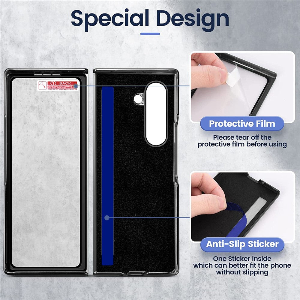 Til Samsung Galaxy Z Fold6 5G Etui Rhombus Gitter Telefoncover med Skærmbeskytter i Hærdet Glas