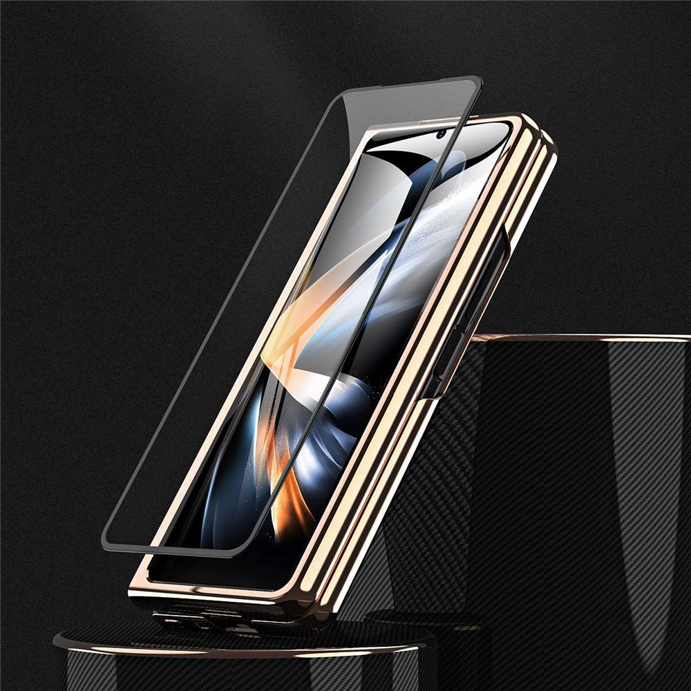 Til Samsung Galaxy Z Fold6 5G Etui Rhombus Gitter Telefoncover med Skærmbeskytter i Hærdet Glas
