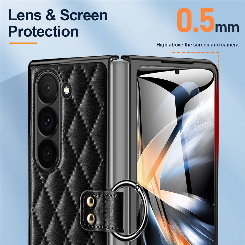Til Samsung Galaxy Z Fold6 5G Etui Rhombus Gitter Telefoncover med Skærmbeskytter i Hærdet Glas