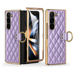 Til Samsung Galaxy Z Fold6 5G Etui Rhombus Gitter Telefoncover med Skærmbeskytter i Hærdet Glas