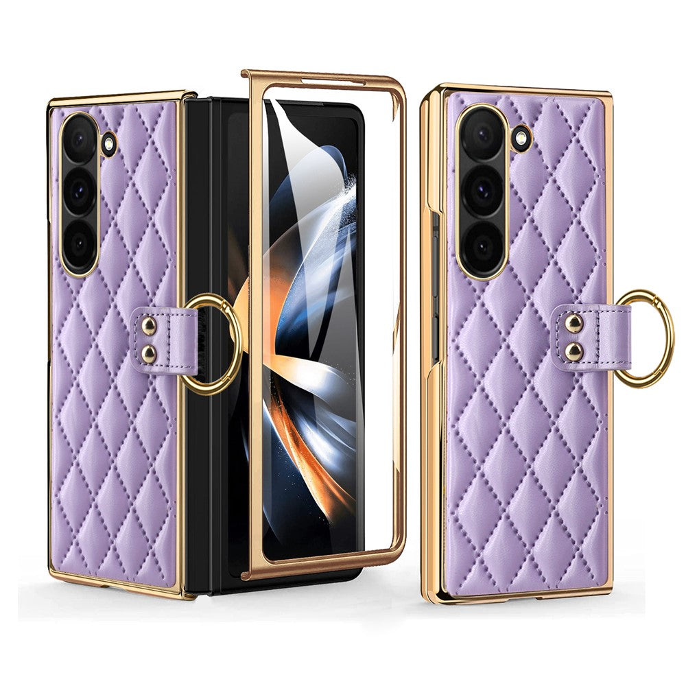 Til Samsung Galaxy Z Fold6 5G Etui Rhombus Gitter Telefoncover med Skærmbeskytter i Hærdet Glas
