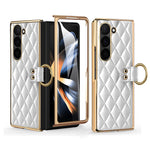 Til Samsung Galaxy Z Fold6 5G Etui Rhombus Gitter Telefoncover med Skærmbeskytter i Hærdet Glas