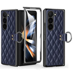 Til Samsung Galaxy Z Fold6 5G Etui Rhombus Gitter Telefoncover med Skærmbeskytter i Hærdet Glas