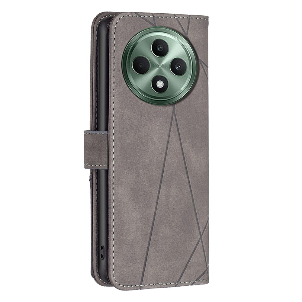 BINFEN COLOR For Oppo Reno12 F 5G Phone Cases Wallet Stand Geometry Imprint Leather Cover