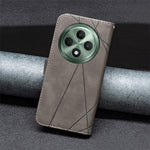 BINFEN COLOR For Oppo Reno12 F 5G Phone Cases Wallet Stand Geometry Imprint Leather Cover