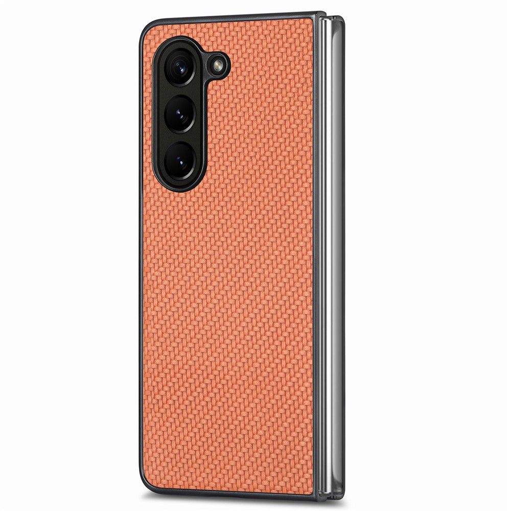 For Samsung Galaxy Z Fold6 5G Case Carbon Fiber Texture Leather Back Cover Anti-Slip