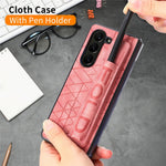 For Samsung Galaxy Z Fold6 5G Case Wrist Band Leather+PC Cover with Pen Slot