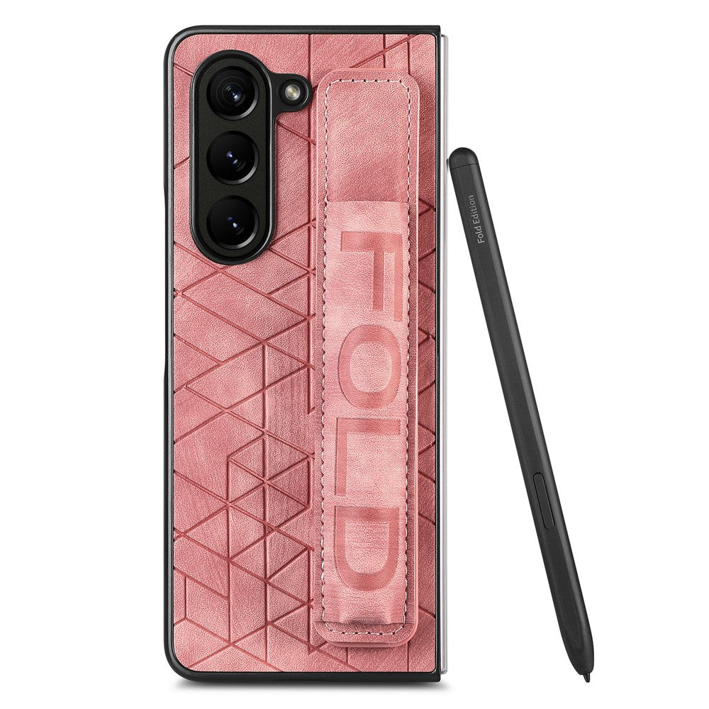For Samsung Galaxy Z Fold6 5G Case Wrist Band Leather+PC Cover with Pen Slot