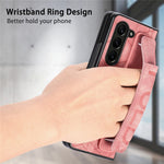 For Samsung Galaxy Z Fold6 5G Case Wrist Band Leather+PC Cover with Pen Slot