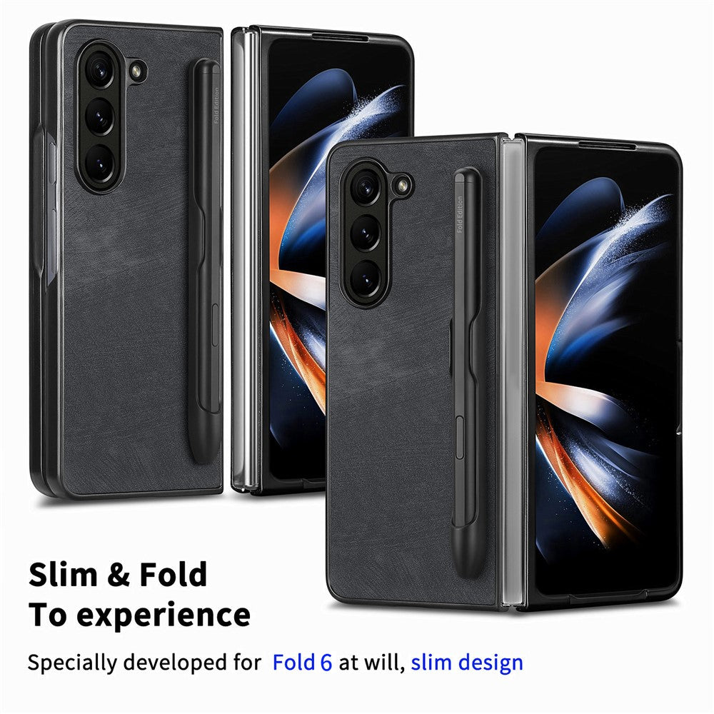 Til Samsung Galaxy Z Fold6 5G Etui Retro PU Læder+PC Cover med Penholder
