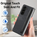 Til Samsung Galaxy Z Fold6 5G Etui Retro PU Læder+PC Cover med Penholder