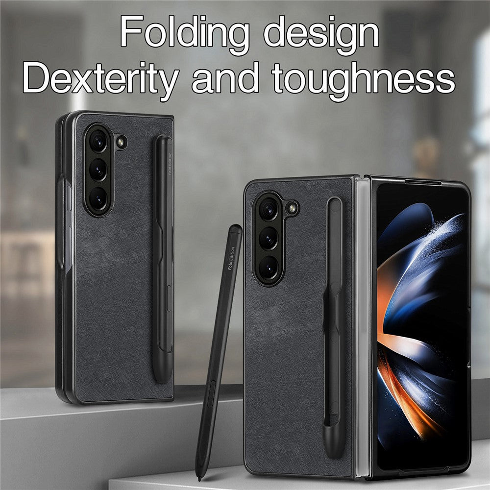 Til Samsung Galaxy Z Fold6 5G Etui Retro PU Læder+PC Cover med Penholder