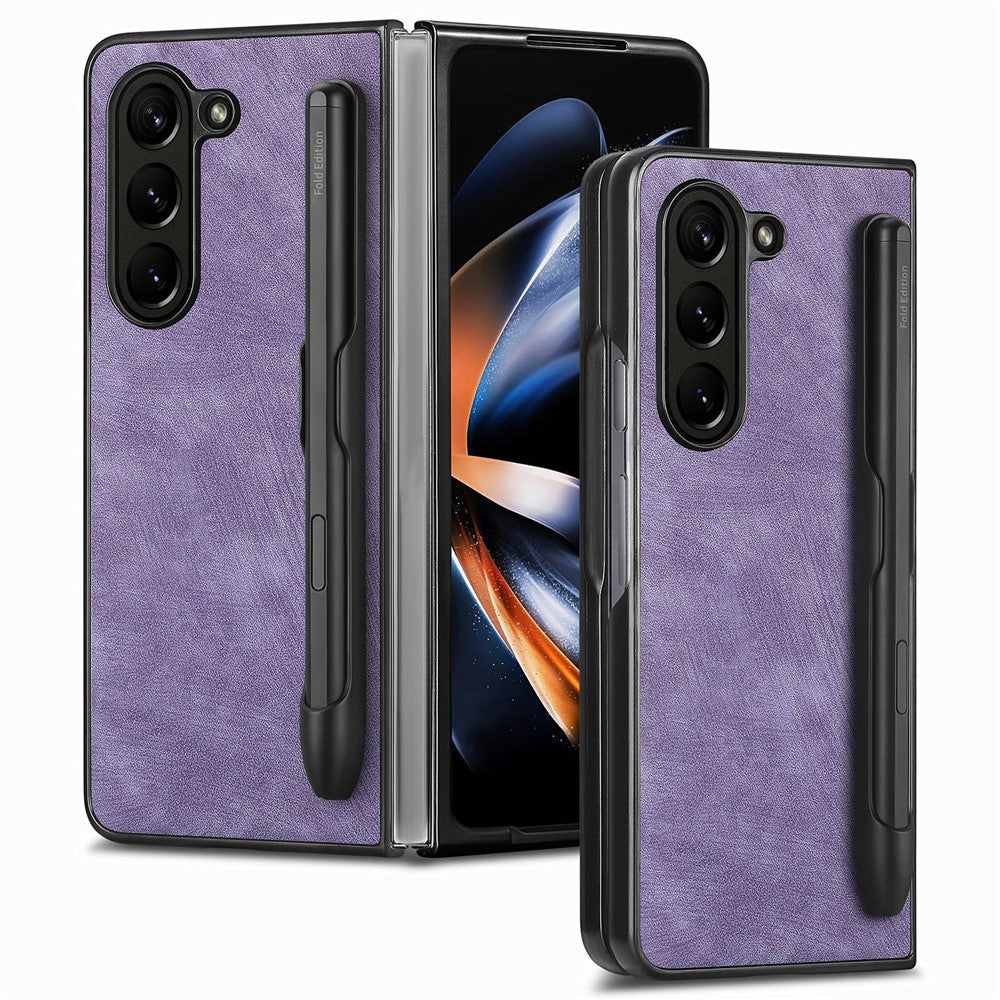 Til Samsung Galaxy Z Fold6 5G Etui Retro PU Læder+PC Cover med Penholder
