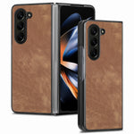 For Samsung Galaxy Z Fold6 5G Case Retro PU Leather Coated PC Folding Phone Cover