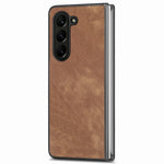 For Samsung Galaxy Z Fold6 5G Case Retro PU Leather Coated PC Folding Phone Cover
