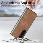 For Samsung Galaxy Z Fold6 5G Case Retro PU Leather Coated PC Folding Phone Cover