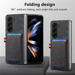 Til Samsung Galaxy Z Fold6 5G Etui Læder+PC Telefoncover med Denim Tekstur og Kortholder