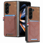 Til Samsung Galaxy Z Fold6 5G Etui Læder+PC Telefoncover med Denim Tekstur og Kortholder