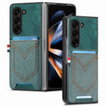Til Samsung Galaxy Z Fold6 5G Etui Læder+PC Telefoncover med Denim Tekstur og Kortholder