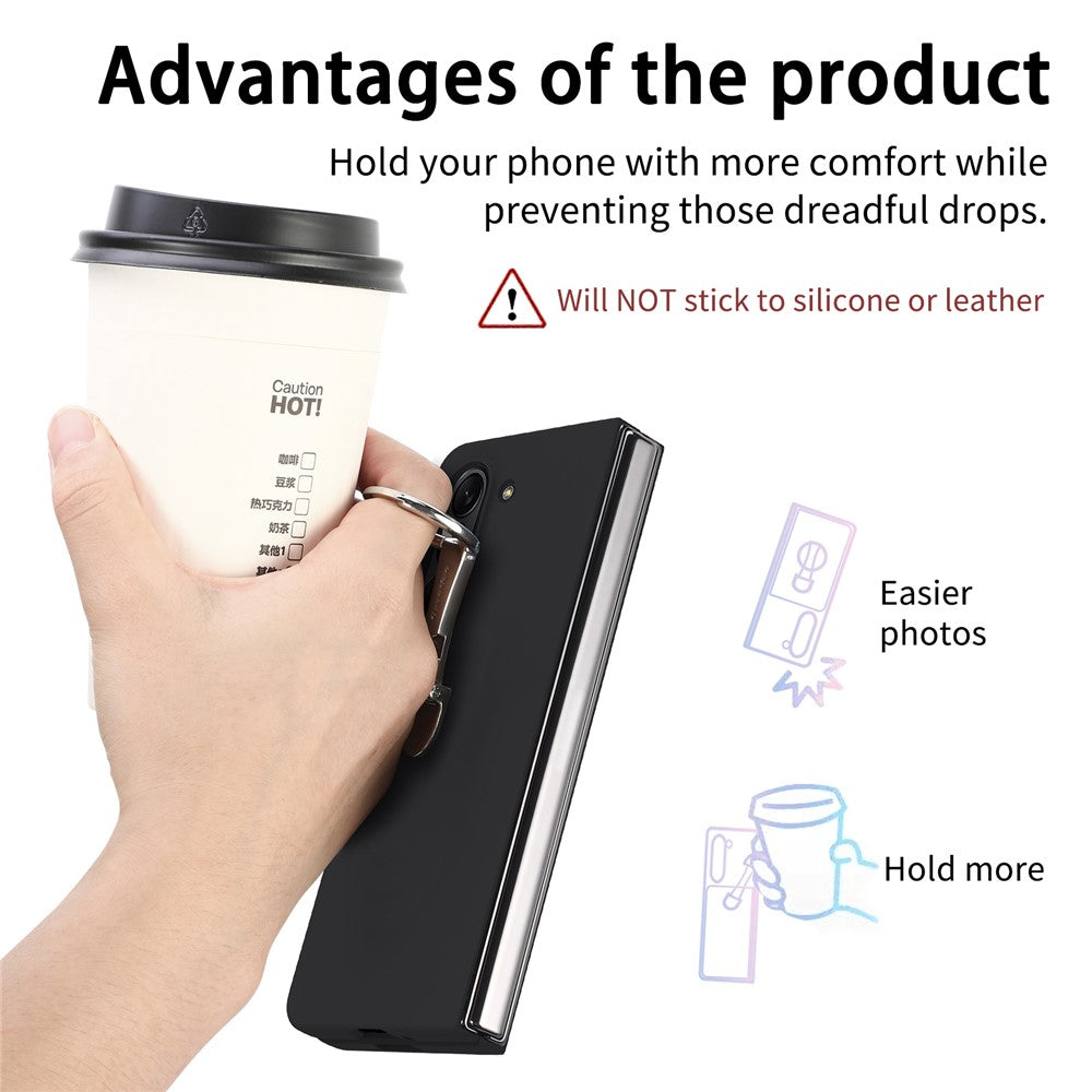 For Samsung Galaxy Z Fold6 5G Case Ring Holder PC Phone Cover with Tempered Glass Film