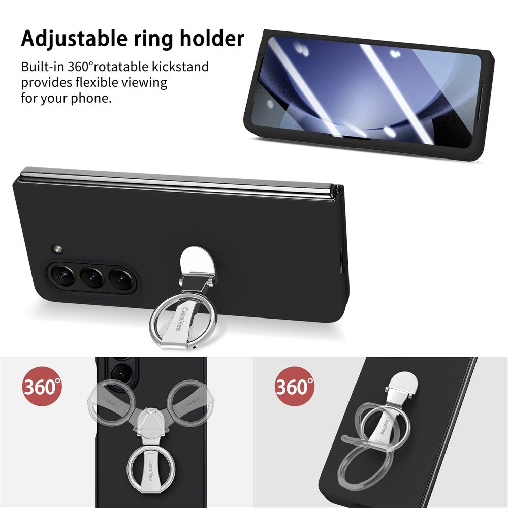 For Samsung Galaxy Z Fold6 5G Case Ring Holder PC Phone Cover with Tempered Glass Film