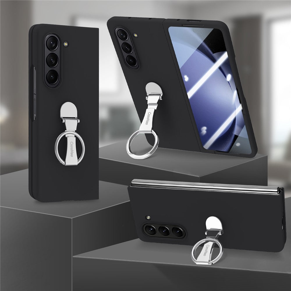 For Samsung Galaxy Z Fold6 5G Case Ring Holder PC Phone Cover with Tempered Glass Film