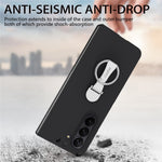 For Samsung Galaxy Z Fold6 5G Case Ring Holder PC Phone Cover with Tempered Glass Film