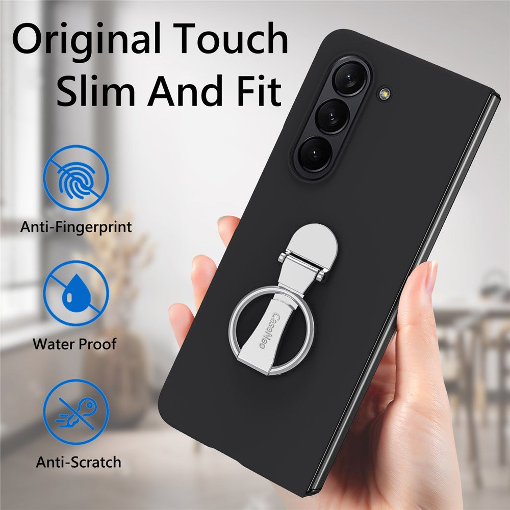 For Samsung Galaxy Z Fold6 5G Case Ring Holder PC Phone Cover with Tempered Glass Film