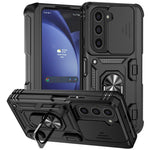 For Samsung Galaxy Z Fold6 5G Case Camera Protection PC+TPU Phone Cover Finger Ring Holder Kickstand