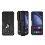 For Samsung Galaxy Z Fold6 5G Case Camera Protection PC+TPU Phone Cover Finger Ring Holder Kickstand