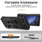 For Samsung Galaxy Z Fold6 5G Case Camera Protection PC+TPU Phone Cover Finger Ring Holder Kickstand