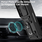 For Samsung Galaxy Z Fold6 5G Case Camera Protection PC+TPU Phone Cover Finger Ring Holder Kickstand