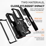 For Samsung Galaxy Z Fold6 5G Case Camera Protection PC+TPU Phone Cover Finger Ring Holder Kickstand