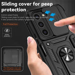 For Samsung Galaxy Z Fold6 5G Case Camera Protection PC+TPU Phone Cover Finger Ring Holder Kickstand