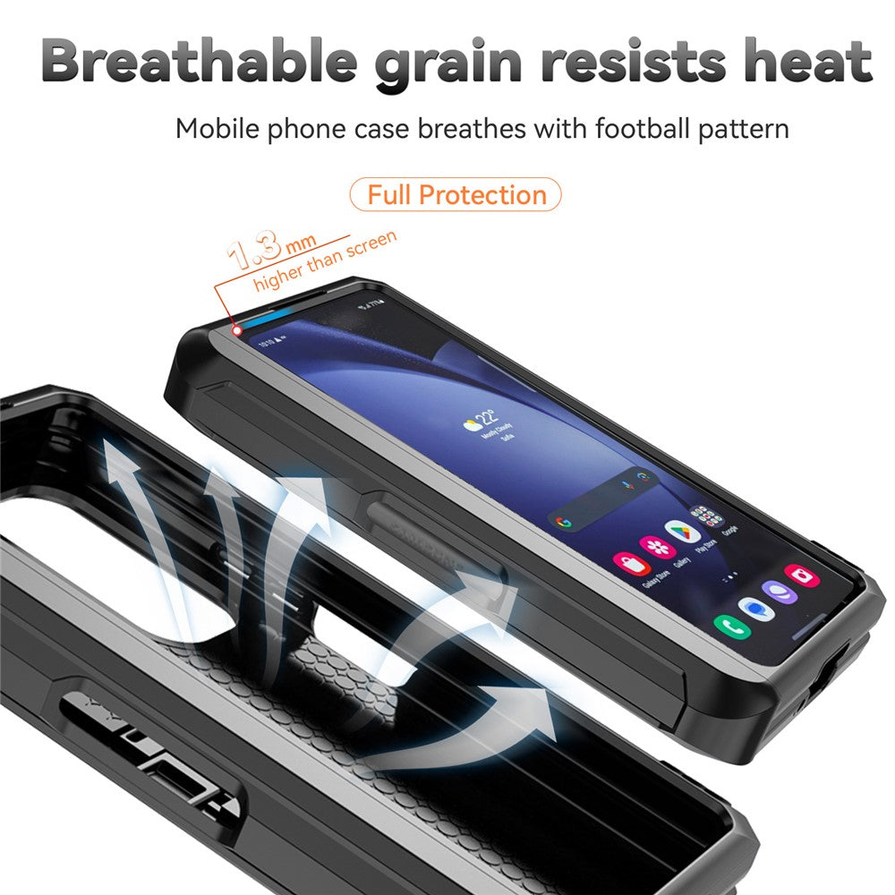 For Samsung Galaxy Z Fold6 5G Case Camera Protection PC+TPU Phone Cover Finger Ring Holder Kickstand