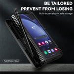 For Samsung Galaxy Z Fold6 5G Case Camera Protection PC+TPU Phone Cover Finger Ring Holder Kickstand
