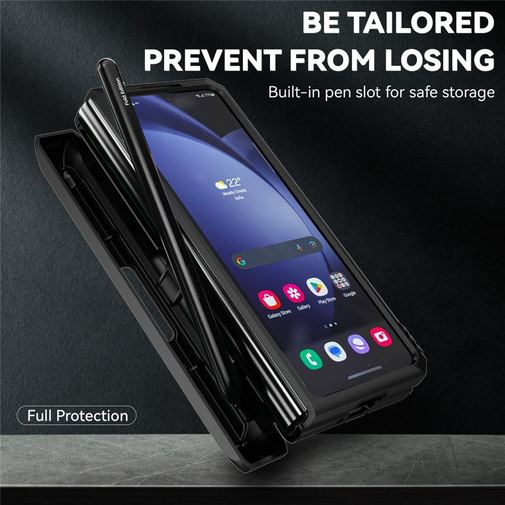 For Samsung Galaxy Z Fold6 5G Case Camera Protection PC+TPU Phone Cover Finger Ring Holder Kickstand