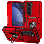 For Samsung Galaxy Z Fold6 5G Case Camera Protection PC+TPU Phone Cover Finger Ring Holder Kickstand