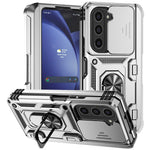 For Samsung Galaxy Z Fold6 5G Case Camera Protection PC+TPU Phone Cover Finger Ring Holder Kickstand
