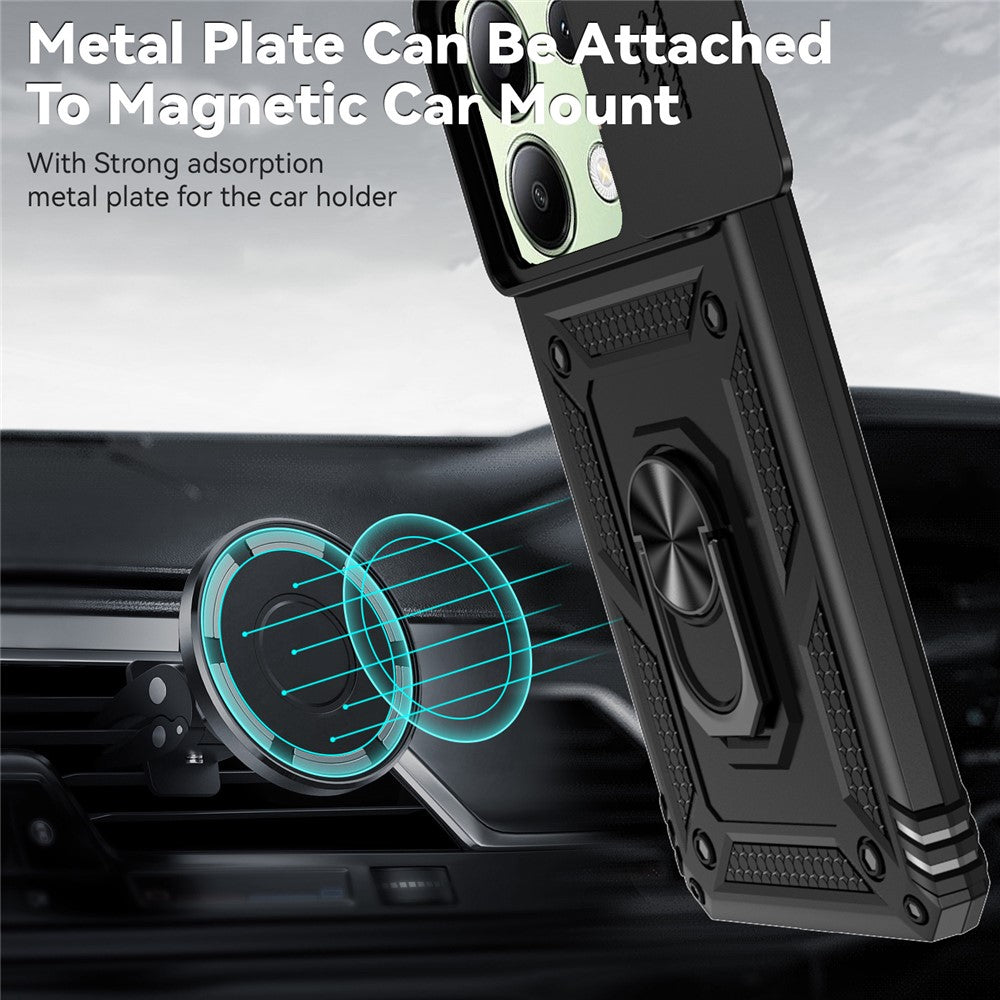 For Xiaomi Redmi Note 13 Pro 4G / Poco M6 Pro 4G Case Upgraded Lens Protection PC + TPU Phone Cover Kickstand