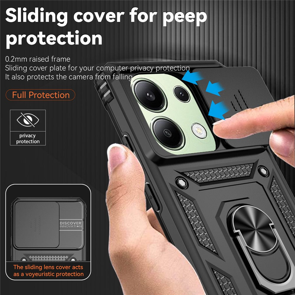 For Xiaomi Redmi Note 13 Pro 4G / Poco M6 Pro 4G Case Upgraded Lens Protection PC + TPU Phone Cover Kickstand