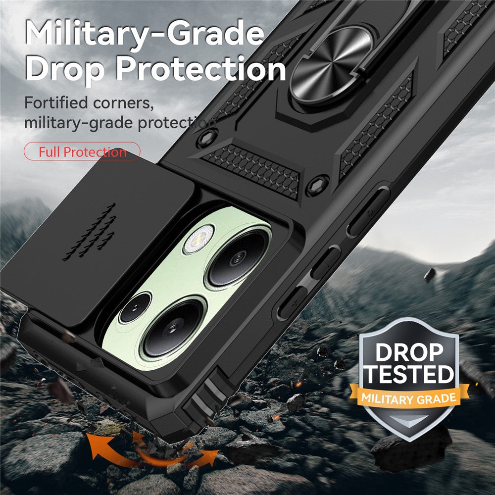 For Xiaomi Redmi Note 13 Pro 4G / Poco M6 Pro 4G Case Upgraded Lens Protection PC + TPU Phone Cover Kickstand
