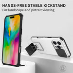 For iPhone 16 Pro Case Camera Slider PC + TPU Phone Cover with Kickstand
