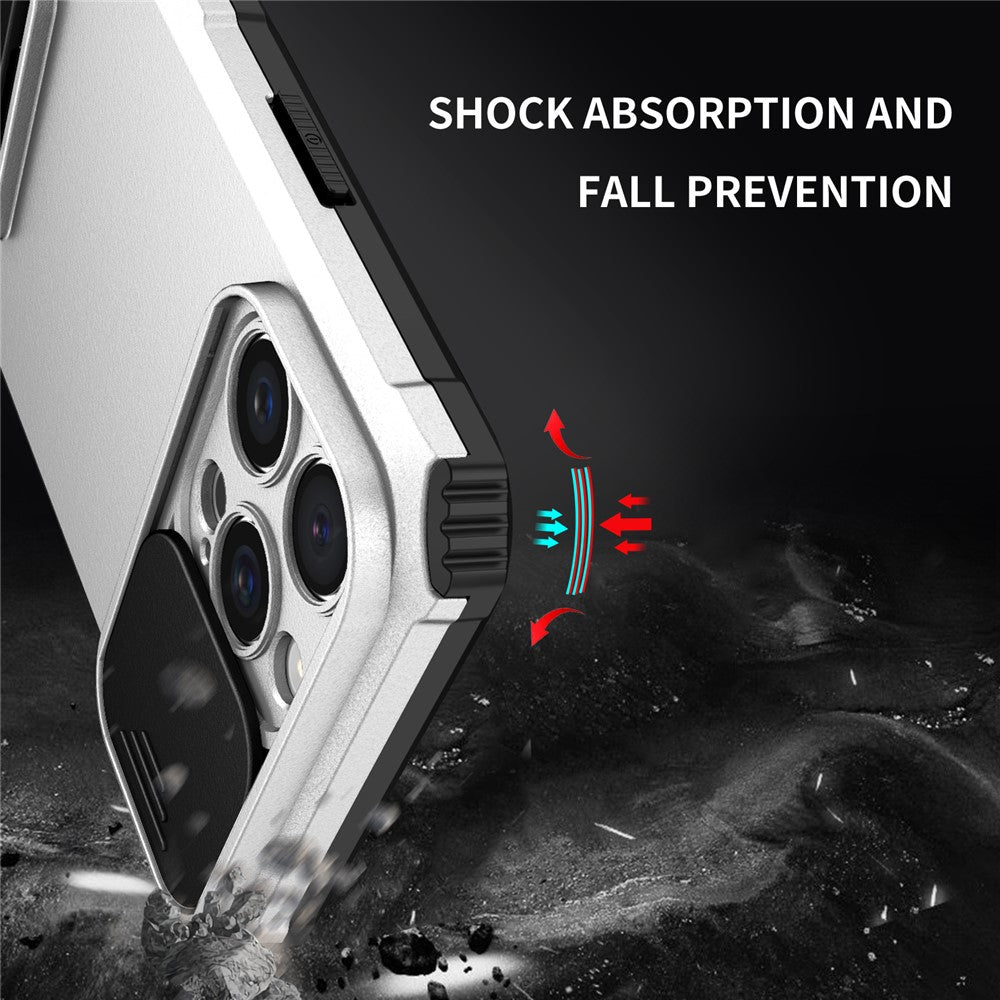 For iPhone 16 Pro Case Camera Slider PC + TPU Phone Cover with Kickstand