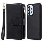 Til Samsung Galaxy A23 5G (Global) / 4G magnetisk lædercover mobilcover med aftagelig lynlås-pungrem