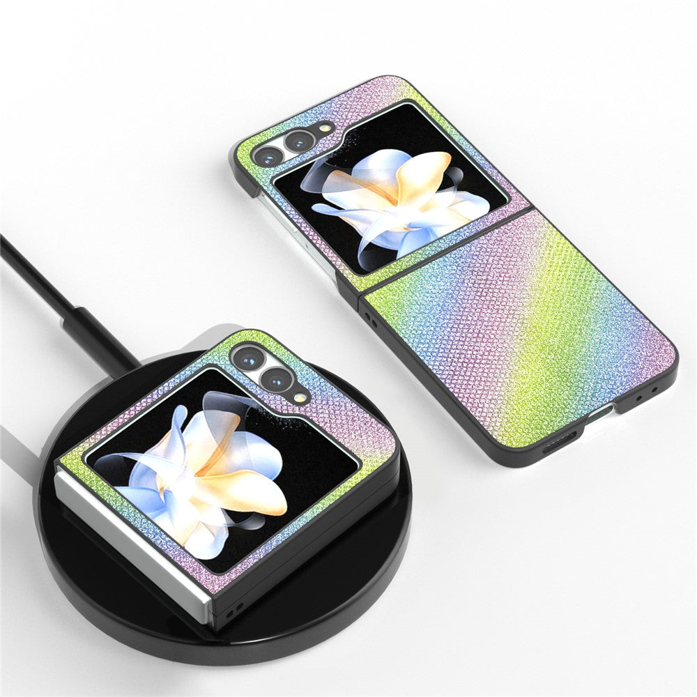 For Samsung Galaxy Z Flip7 FE 5G / Z Flip6 5G Case Rhinestone Texture PU+PC Phone Cover