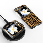 For Samsung Galaxy Z Flip7 FE 5G / Z Flip6 5G Case Black Edge PU+PC Leopard Pattern Phone Cover