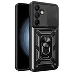 Til Samsung Galaxy S24 FE cover PC+TPU telefoncover med støttefod og skydelåg til kamera