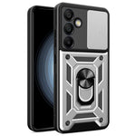 Til Samsung Galaxy S24 FE cover PC+TPU telefoncover med støttefod og skydelåg til kamera