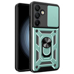 Til Samsung Galaxy S24 FE cover PC+TPU telefoncover med støttefod og skydelåg til kamera